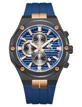 Beverly Hills Polo Club Men's Analog Watch, Blue Dial Multi-Function With Blue Silicon Strap, BP3822X.699